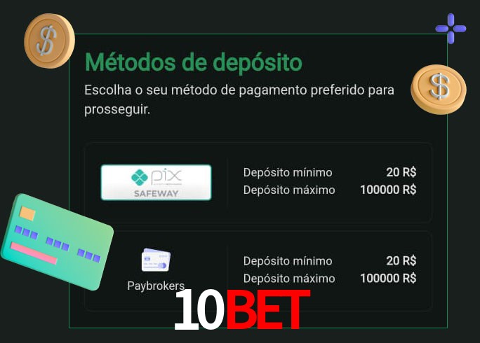 O cassino 10Bet oferece uma grande variedade de métodos de pagamento